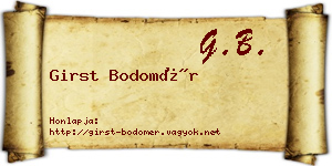 Girst Bodomér névjegykártya
